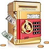 SHOMOTE Kids Stuff Piggy Bank, Auto Scroll Paper Money ATM, Electronic Real Coin Bank with Safe Password Lock, Plastic Large 