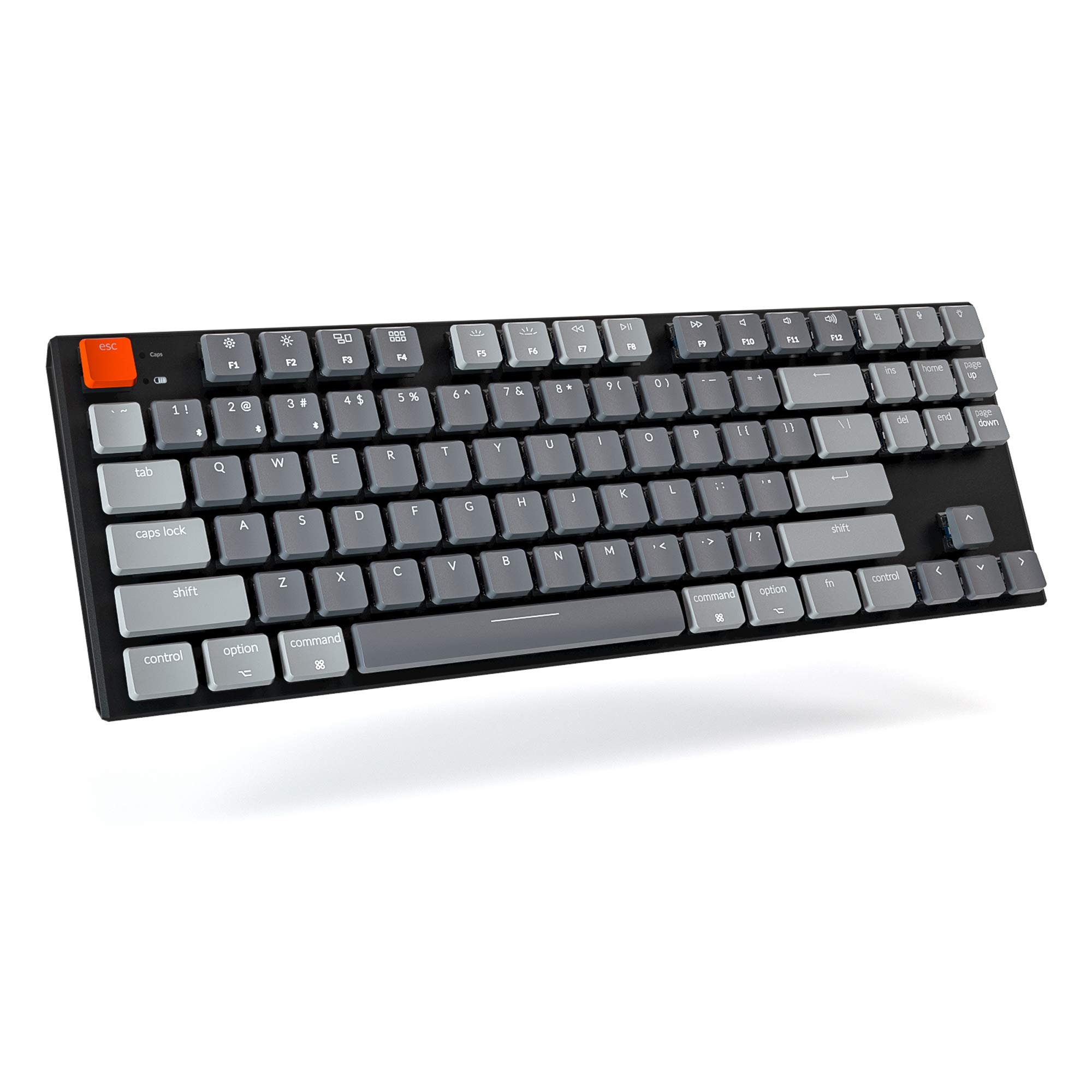 Keychron K10 87 Key Ultra-Slim Wireless Bluetooth/USB Wired TKL Tenkeyless Mechanical Gaming Keyboard, RGB LED Backlit Low Profile Blue Switches for Mac Windows
