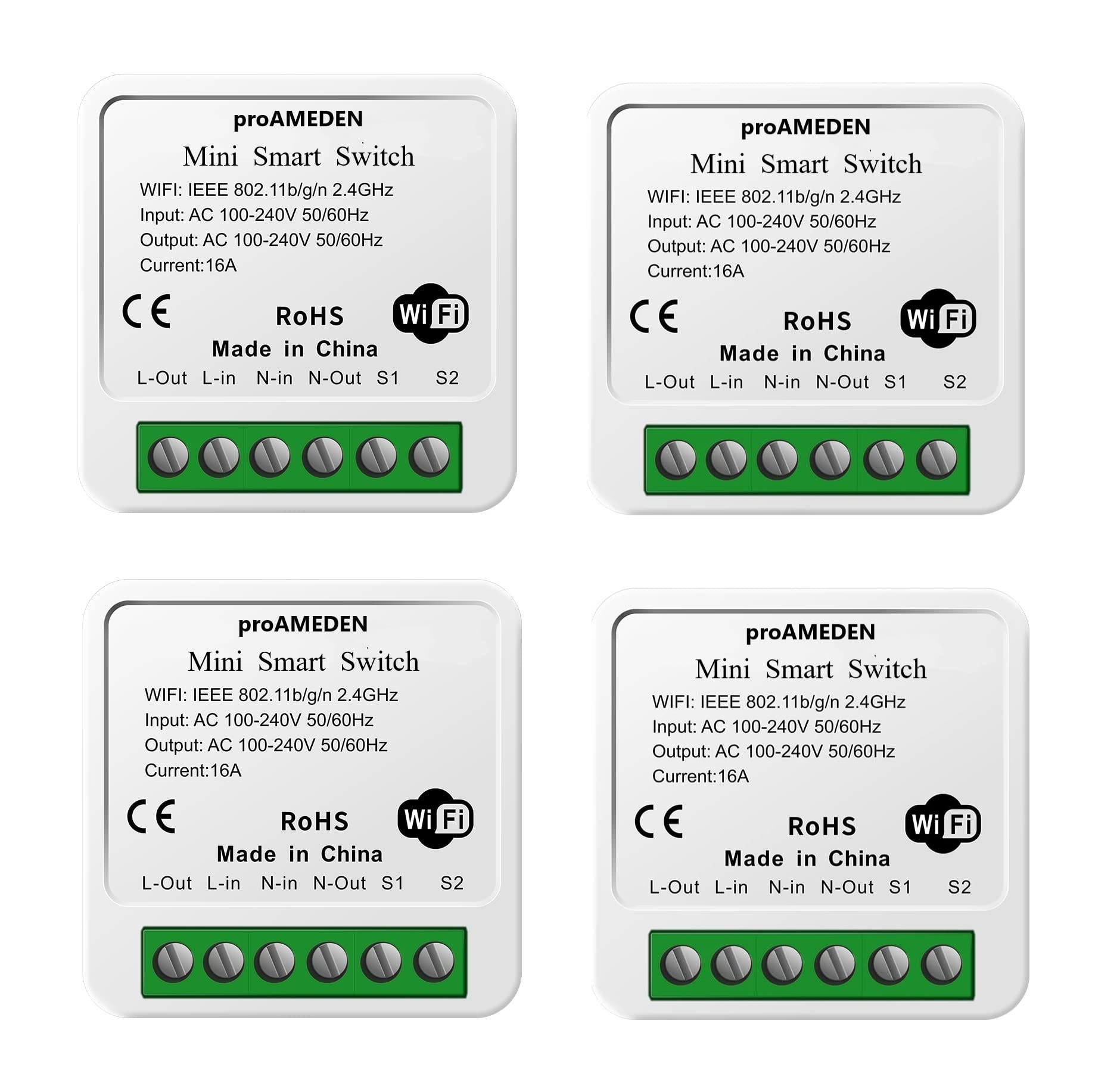 proAMEDEN 16A WiFi Smart Switch, MINI Smart WiFi Switch, Switch Module, Tuya/SmartLife App, Compatible with Alexa, Google Home (4) — image 1