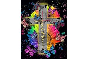 WUSARPLY Jesus Stamped Cross Stitch Kits - Butterfly Needlepoint Counted Cross Stitch Kits for Beginners Adults Sunflower Patterns Dimensions Embroidery Kits Arts and Crafts