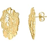 10kt Yellow Gold Mens Fashion Nugget Stud Earrings