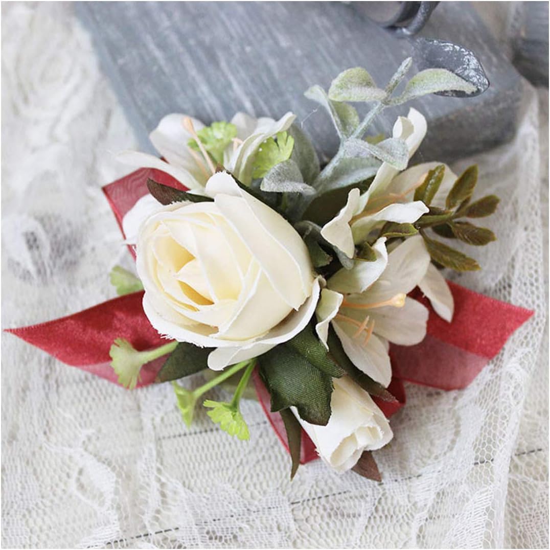 VoicA Wedding Boutonnieres Corsages Red Roses Wrist