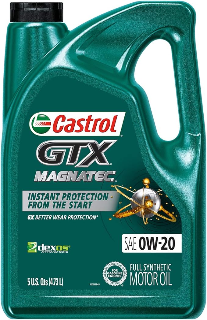 Castrol 03060 GTX MAGNATEC 0W-20 Full Synthetic Motor Oil, Green, 5 Quart