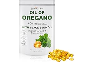 JOHN RAMBO Oil of Oregano with Black Seed Oil, 300 Softgels, 150-Day Supply, 165mg Carvacrol & 200mg Thymoquinone, 4X Strength Oregano Oil Capsules, Immune & Respiratory Support