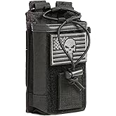 Radio Holder Radio Pouch Molle Radio Holster Tactical Radio Holder Radio Case Duty Belt Accessories Military Heavy Duty Radio Bag for Walkie Talkies Adjustable Storage with Patch(Punisher Skull Flag)