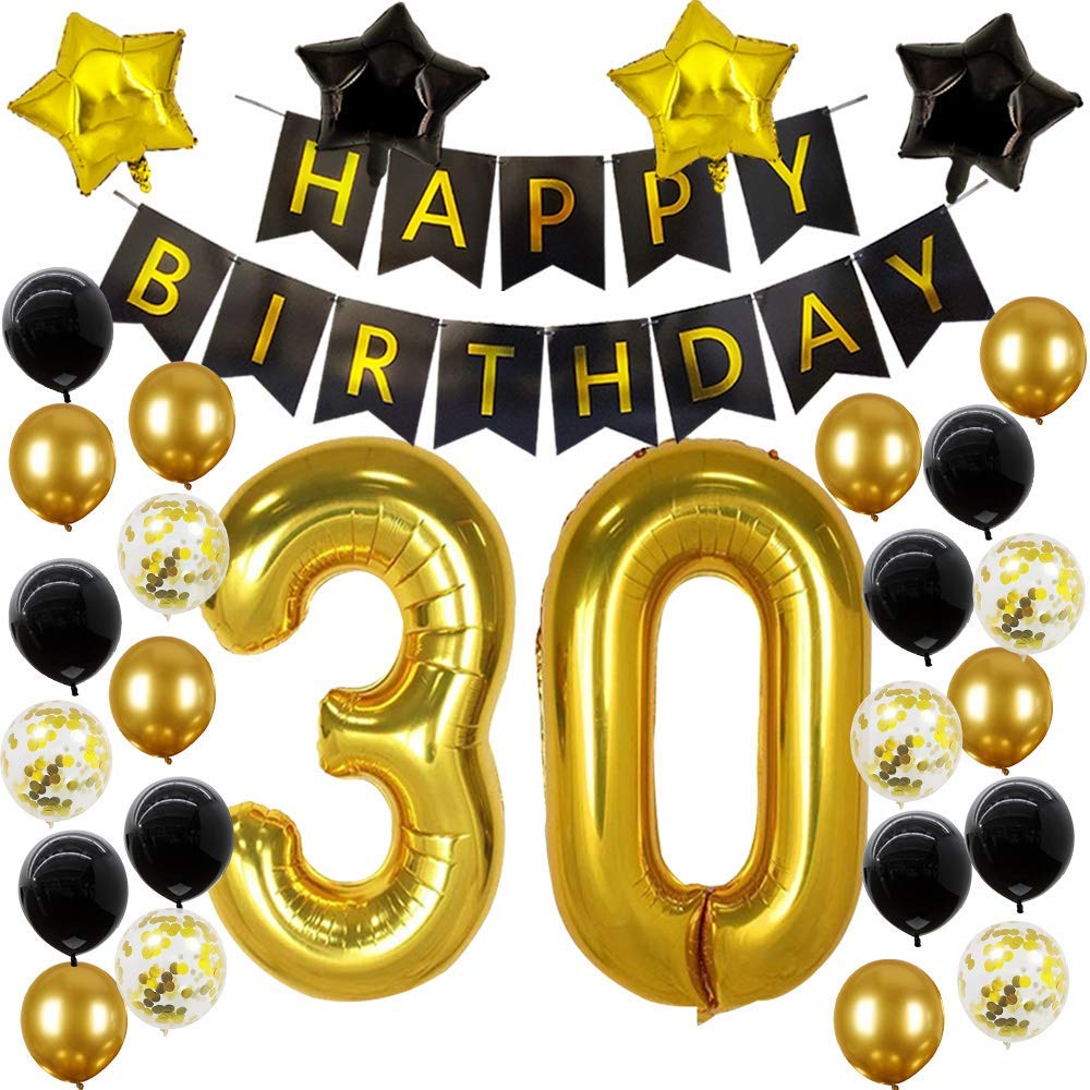 Theme My Party 30th Birthday Decorations Black And Gold 30 Party