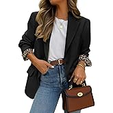 ZESICA Women's Fall Business Casual Blazers 2026 Long Sleeve Lapel Open Front Button Work Blazer Jackets with Pockets