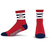 For Bare Feet NCAA mens 5 Stripe Logo Quarter Sock
