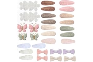 FRYSMU 30Pcs Hair Clips for Girls with Butterfly Flower, Fully Lined Hair Bows Clips, Fabric Handmade Barrettes Hair Accessor