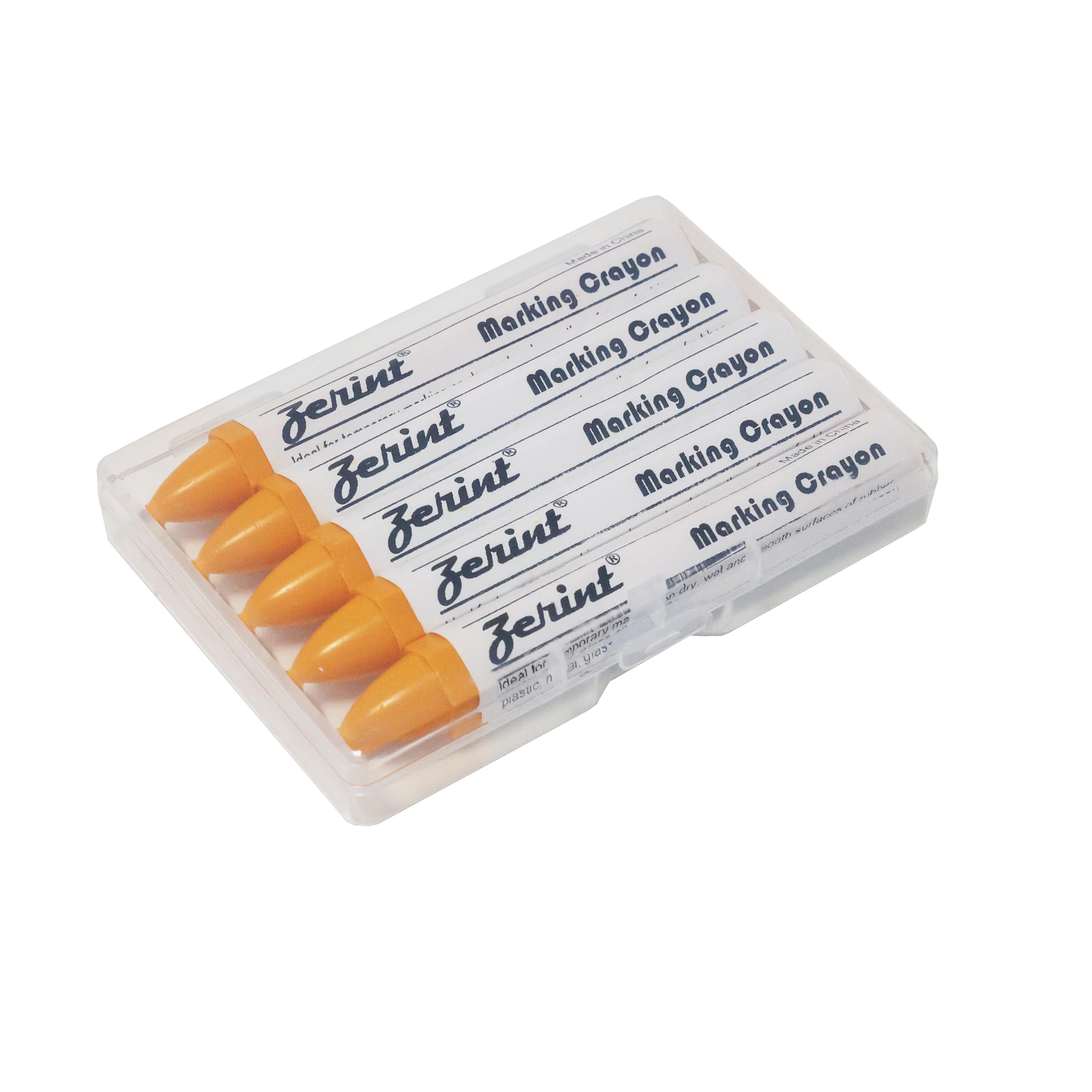 ZERINT Universal Marking Crayons, 5Pcs 100mm Wax Marker for Wood Metal Carton Ceramics Concrete Glass Plastic Tyre (Yellow)