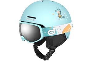 Odoland Ski Helmet for Kids, Snow Helmet with Ski Goggles, Shockproof, Windproof, Safety Snow Sports Helmet and Protective Go