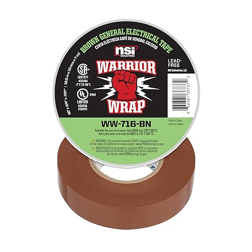 WarriorWrap General 3/4 in. x 60 ft. 7 mil Vinyl Electrical Tape, Brown