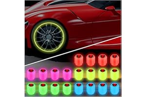 AOKDOM 20PCS Fluorescent Tire Valve Stem Caps,Luminous Auto Wheel Air Valve Cap,Universal Decoration Accessories for Car/SUV/Bicycle/Trucks/Motorcycles,Cool Car Gifts (20Pcs-5 Colors/Skull)