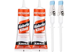 FITTDYHE 2 Pcs 120 ML Fabric Glue Permanent for Clothing Repair, Washable Clear Fabric Adhesive for Patch, Clothes, Sewing, Denim, Leather, Polyester, Flannel, Cotton
