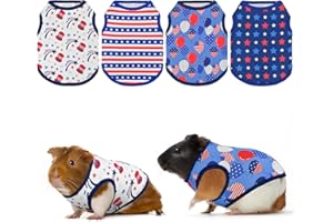 Vehomy 4th of July Small Pet Clothes - 4 Pack Independence Day Rabbit Shirts USA Flag Rabbit Costume Outfit Small Animal Vest for Ferrets Guinea Pigs Bunnies Kittens Puppies Circular Patterns XS