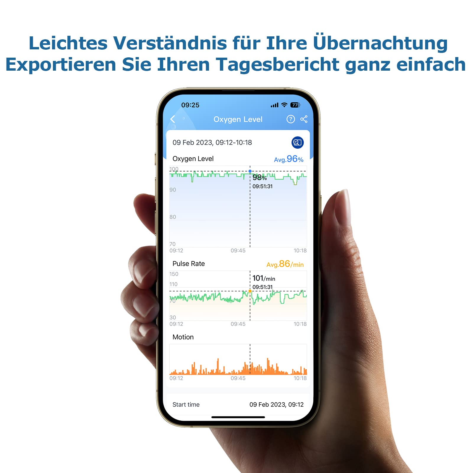 O2 Ring Pulsoximeter für kontinuierliche Überwachung, Schlafoximeter Fingertip mit Alarm, Bluetooth Sauerstoff Oxymetergerät für O2 sauerstoffsättigung und Herzfrequenz, APP und Berichte 6