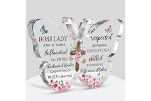 Barydat Acrylic Boss Lady Gifts for Women Inspirational Quotes Office Gifts for Women Butterfly Keepsake Paperweights for Christmas Female Leader