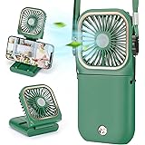 Portable Fan,Mini USB Desk Fan Phone Holder Rechargeable With Power Bank Wearable Personal Fan 3 Speeds Foldable Design For O