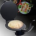 Electric Roti Maker Electric Tortilla Maker 10 Inch Electric Automatic Chapati Maker Stainless Steel Non-Stick Electric Tortilla Press with Removable Handle Can Make Chapati, Tortilla, Roti