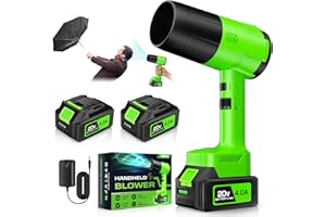 YOOVL Leaf Blower Cordless, Handheld Leaf Blower with 2 Battery and Charger, 6 Speed Modes, Lightweight Blower for Patio, Lawn, Yard, Dust, Blowing Leaves