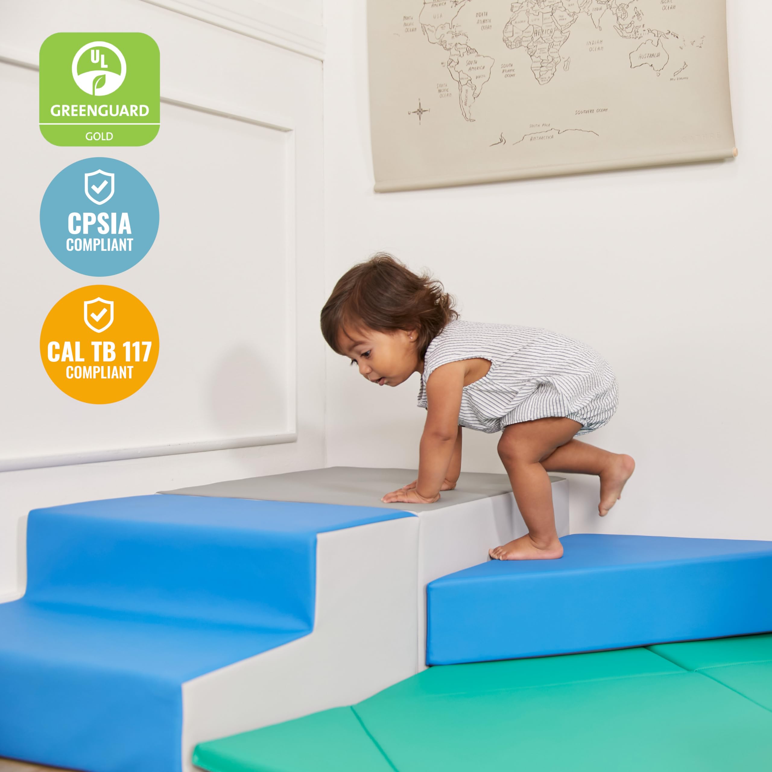 ECR4Kids SoftZone Adventurer's Summit Step, Corner Climber, Contemporary, 4-Piece