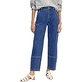 EVALESS Jeans for Women Wide Leg High Waisted Boyfriend Straight Leg Stretchy Cropped Denim Pants