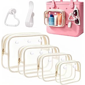 6PCS Clear Insert Bag Accessories for Beach Tote Bag, Accessories Organizer for Bogg Bag Compatible with Original Medium and