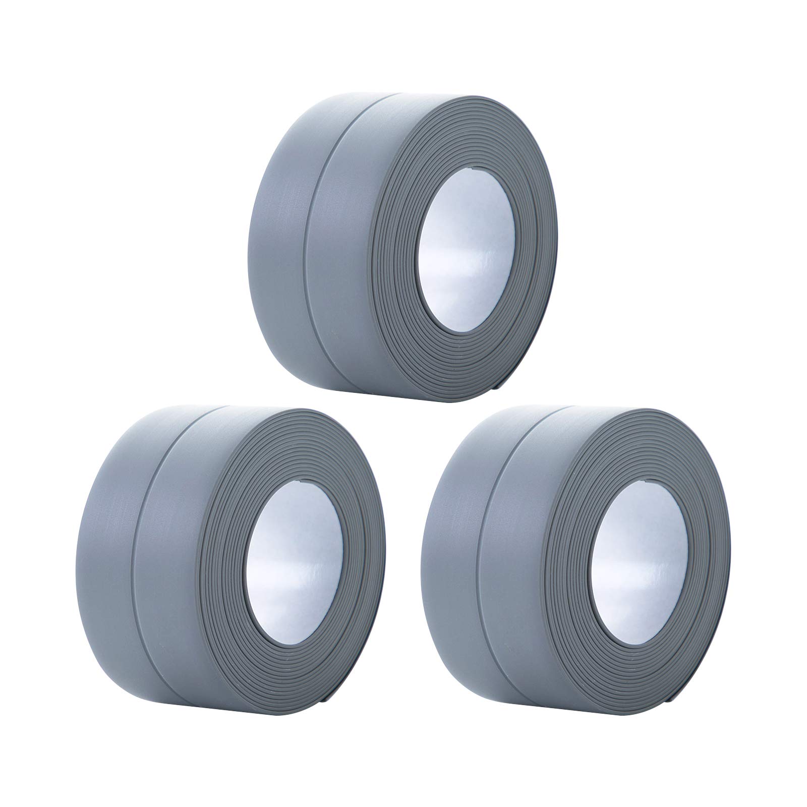 Andiker 3 Rolls Sealing Tape Caulk Tape 30 ft, Bathtub Caulk Strip 38mm, Waterproof Silicone Sealant for Bathroom, Baths & Showers Sealing Strip(gray)