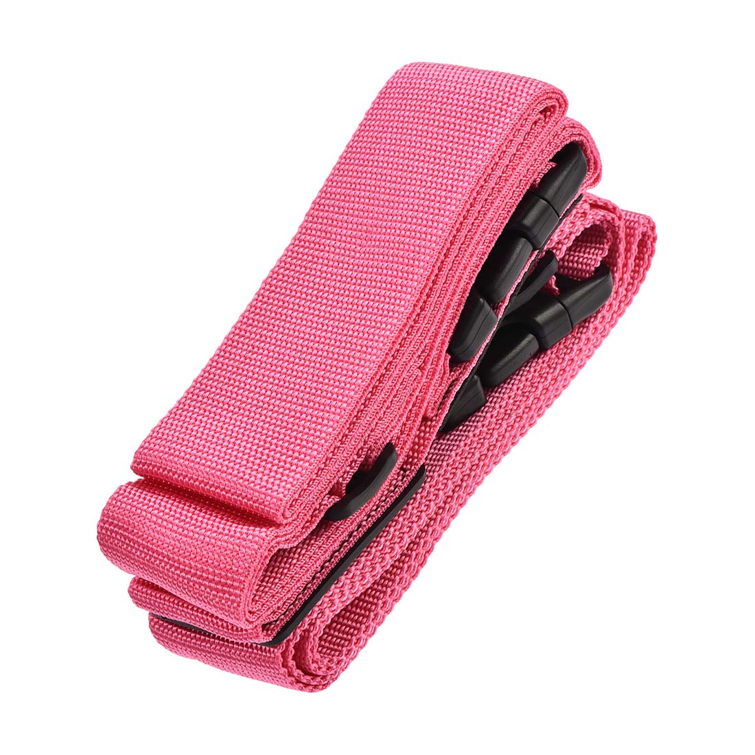 sourcing map Luggage Strap Suitcase Belt with 2 Buckles, 2Mx5cm Cross Adjustable PP Travel Packing Accessory, Rose Red
