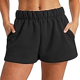 Women's Sweat Shorts Fleece Lined Comfy Shorts for Lounge and Active Wear | Fleece Lined Thick Fabric, High-Waisted Shorts with Pockets for Casual and Athletic Wear