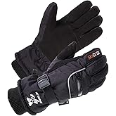 SKYDEER 100% Waterproof and Premium Deerskin Suede Leather Ski Gloves with 150G 3M Thinsulate Lining, Ultra Soft & Durable & Warm Cold Weather Gloves for Extreme Cold Condition (SD8650T)