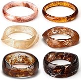 Landical 6 Pcs Acrylic Resin Chunky Bangle Bracelets for Women Punk Bangle Geometric Wide Bracelets Thick Acetate Jewelry