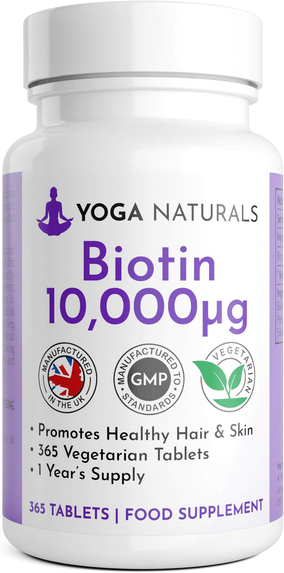 Biotin Hair Growth Supplement Biotin 10,000UG 365 Tablets (Full Year Supply) biotin Tablets for Hair (Vitamin B7) UK Manufactured Supports Normal Hair Growth Maintenance of Normal Skin & Nails