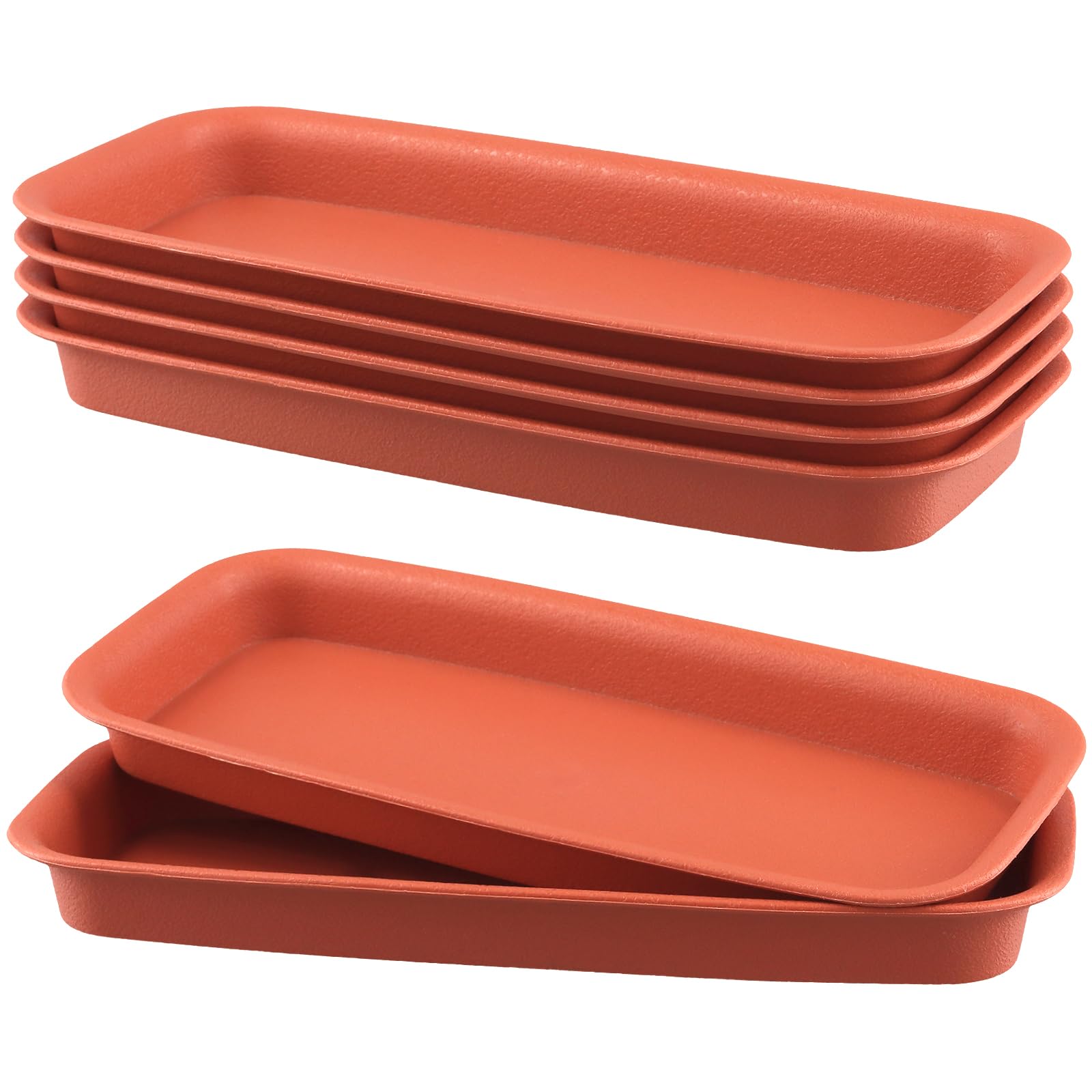 HEIHAK 6 Pack Rectangular Plant Drip Tray, 39.5 × 17 × 3cm Flower Pot Saucers Planter Trays for Living Room, Balcony, Garden, Indoor and Outdoor