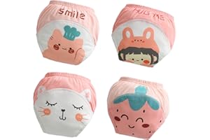 usbettas Toddler Potty Training Underwear, 4 Pack Soft Cotton Absorbent Training Pants 1T,2T,3T,4T Reusable Training Pants for Girls