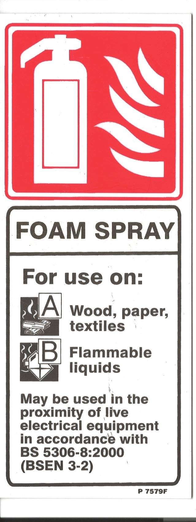 FIRE EXTINGUISHER ID RIGID PLASTIC FOAM SPRAY PORTRAIT 80x200mm O/S