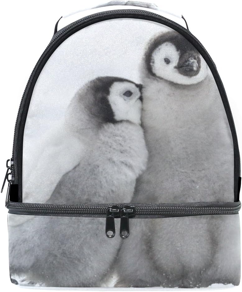 Cooper girl Cute Two Penguins Lunch Bag Cooler Tote Bag Large Capacity for Women Men Adult Kids Boys Girls