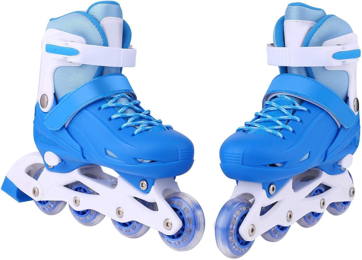 Zeela Kids 2 in 1 Inline/Roller Skates for Girls and Boys, Adjustable Inliner Roller Blades Quad Skates, Blue Pink Inline Skates