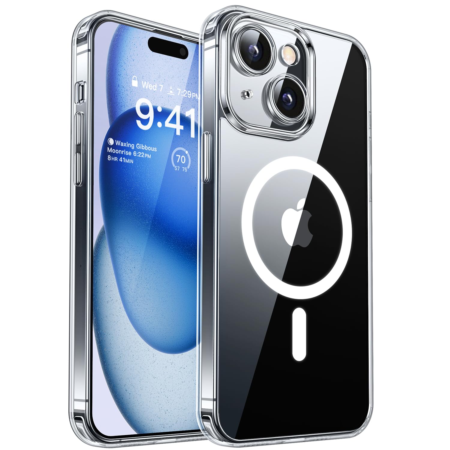 CANSHN Magnetic Compatible with iPhone 15 Case Clear, Upgraded [Full Camera Protection] [Compatible with Magsafe] Non-Yellowing Protective Shockproof Bumper Phone Case 6.1 inch - Clear