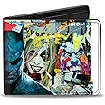 Buckle-Down Men's DC Comics Wallet, Bifold, Batman and Gotham City Villains Torn Faces Graffiti Collage, Vegan Leather, 4.0" x 3.5"