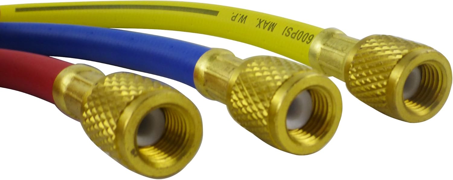 Wisepick AC Charging Hoses Tube for R134a R404a R12 R22 Air Conditioning Refrigerant 1/4" Thread Hose 5ft: Automotive