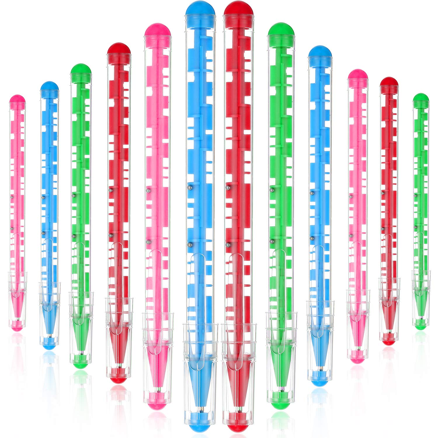 Photo 1 of Outus 12 Pcs Maze Pen Puzzle Novelty Ballpoint Pen Fidget Toy with Ball Maze Inside for Back to School Student Gift Stress Relief Office Stationery Birthday(Pink, Red, Green)
