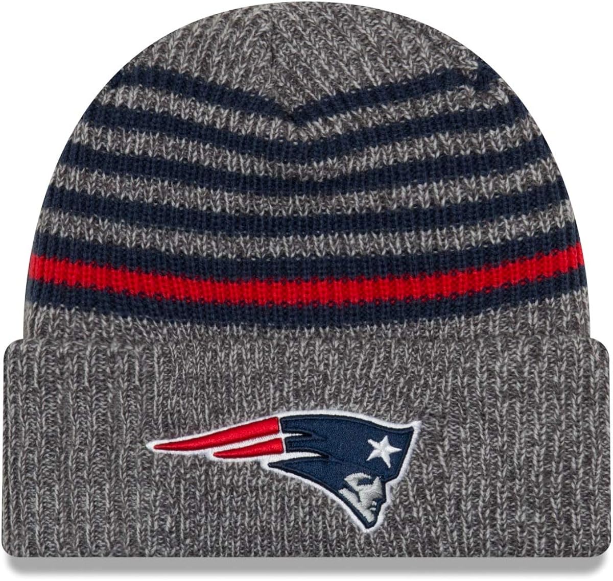 Amazon Com New England Patriots Stripe Strong Cuffed Knit Hat Cap Clothing