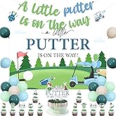 Wonmelody Golf Baby Shower Party Decorations Little Putter Baby Shower Decor A Little Putter Is On The Way Backdrop Banner Golf Baby Shower Cupcake Toppers for Sports Golf Baby Shower Gender Reveal