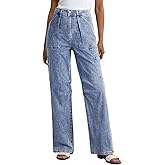 Dokotoo Women 6 Pockets High Waisted Cargo Pants Wide Leg Casual Pants Combat Military Trouser US 4-18