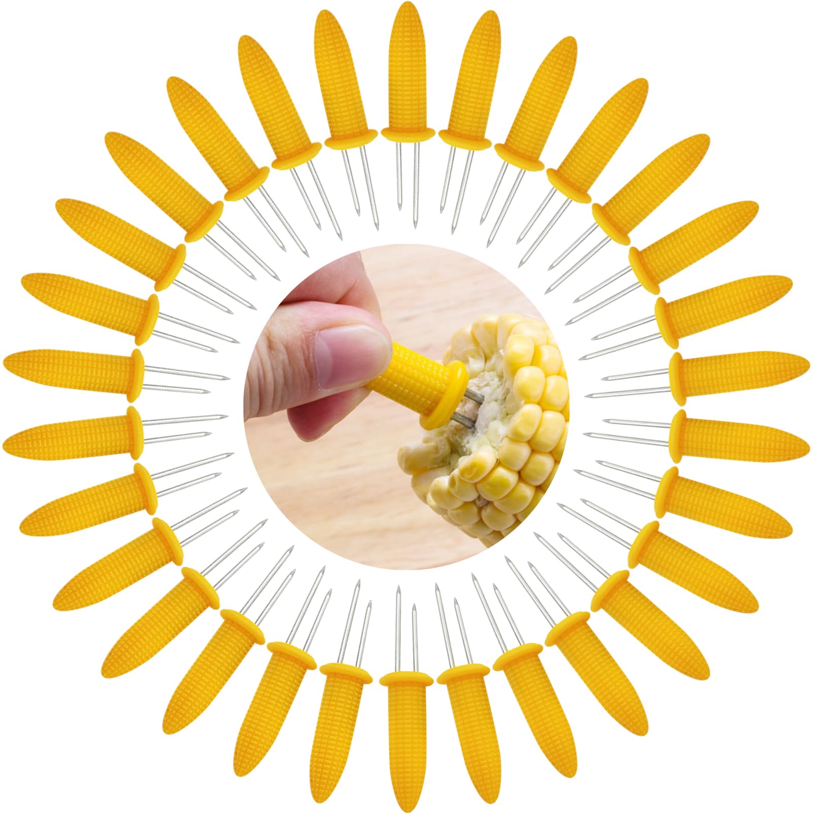 DKDDSSS 30 Pcs Corn Holders, Corn on The Cob Skewers Holders, BBQ Corn Skewers, Corn on The Cob Forks, for Kitchen, BBQ, Parties, Picnics and Camping