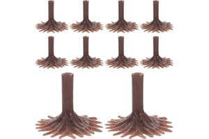 Homoyoyo 50pcs Brown Plastic Model Tree Feet for Miniature Scenery Model Railroad Trees Base Holder for DIY