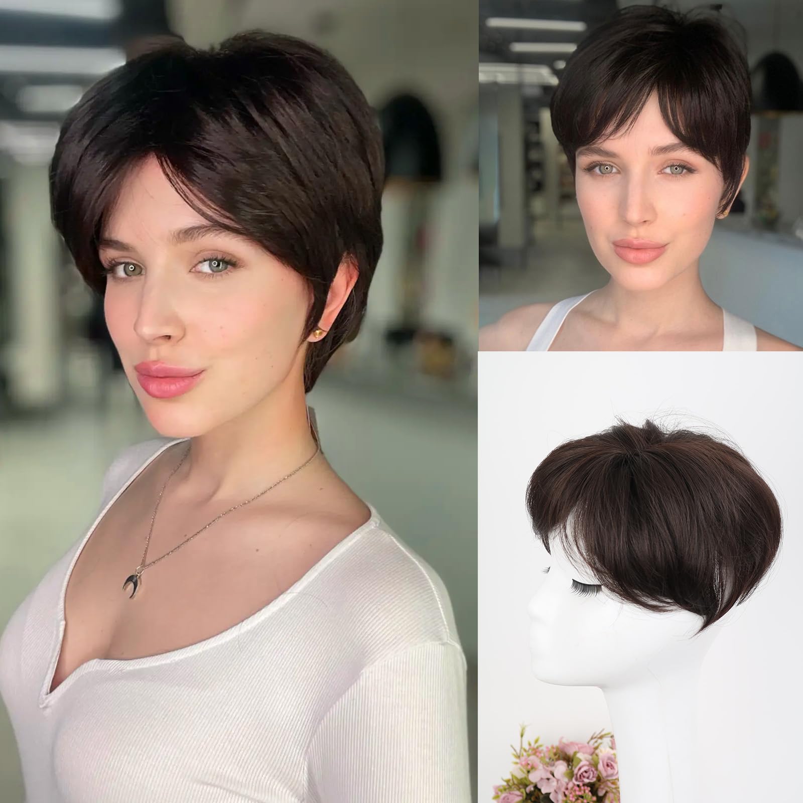 CINHOO Curly Hair Toppers for Short Hair Pixie Cut Curly Hair Toppers ...