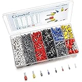 1800pcs Wire Ferrules Terminals Kit, Camtek Ferrule Crimping Kit Assortment Ferrule Wire Crimp Pin Terminal Connector Wire En