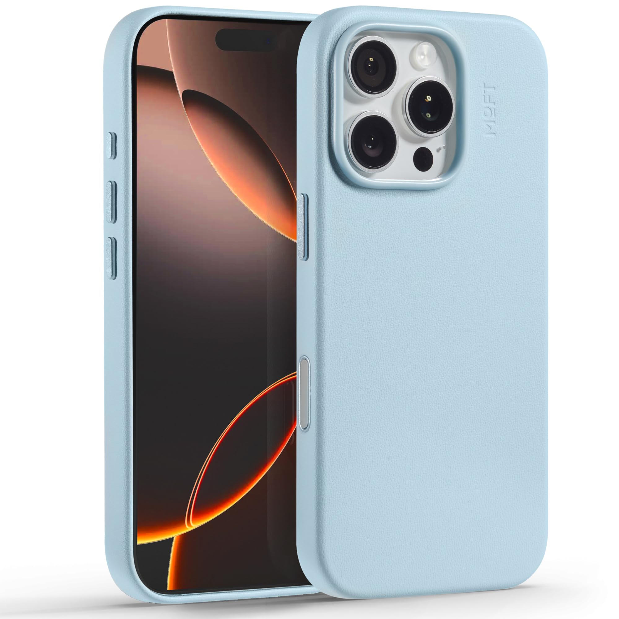 Photo 1 of MOFT Snap Case MOVAS™ for iPhone 16 Pro Max Case, Compatible with Magnetic, Magnetic Premium Vegan Leather Phone Case with Smooth Feeling, Enduring Color Minimalist 6.9in Protective Case,Soothing Mist